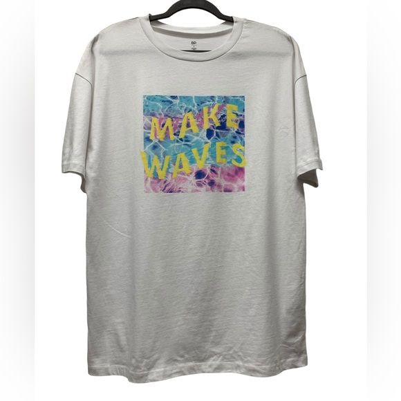 New! BP. short sleeve Make waves t-shirt, cotton, white, size women's small - Picture 1 of 5